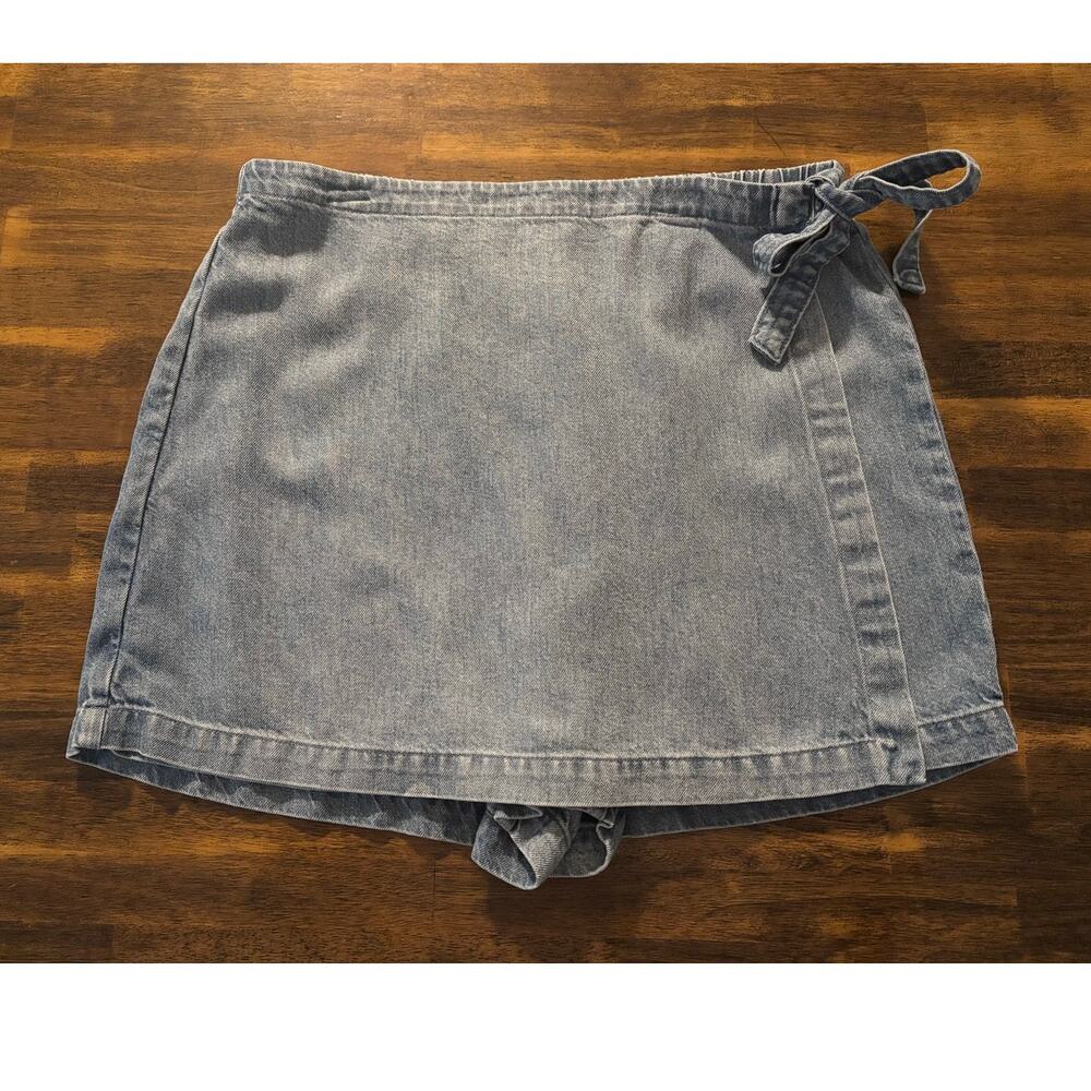 Cloth & Stone Anthropologie Womenโs Large Skort Wrap Tie Side Chambray Skirt